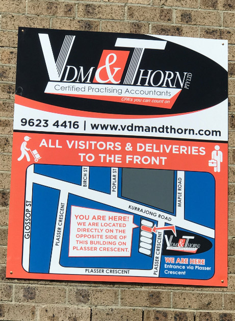 visually unique vdm and thorn alupanel signage