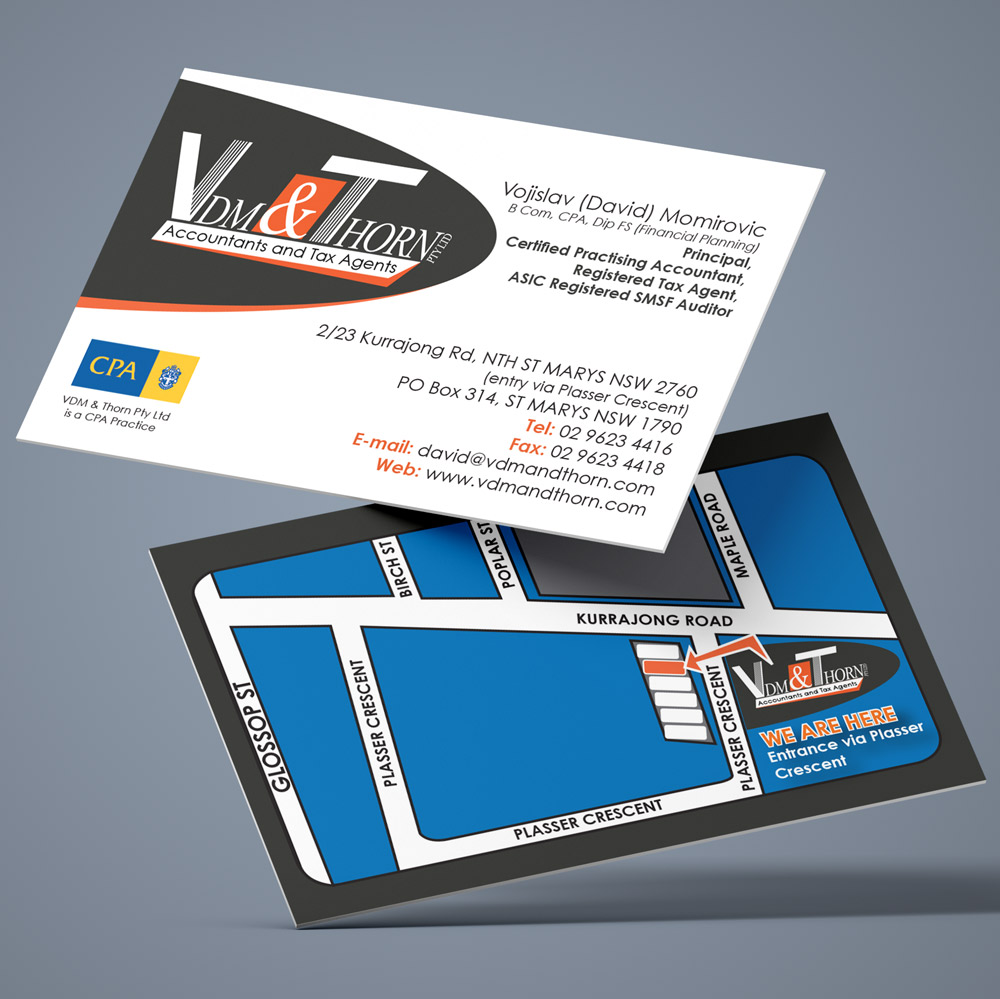 visually unique vdmandthorn stationery businesscard